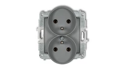 MINI Gniazdo podwójne z/u szary mat 27MGPR-2z