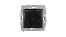 MINI Gniazdo bryzgoszczelne z/u IP44 z przesłonami klapka dymna grafitowe 11MGPB-1zdp