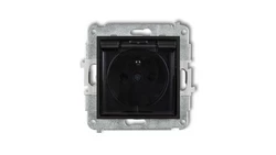 MINI Gniazdo bryzgoszczelne z/u IP44 z przesłonami klapka dymna czarny mat 12MGPB-1zdp