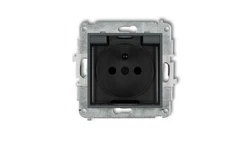 MINI Gniazdo bryzgoszczelne z/u IP44 z przesłonami klapka dymna grafitowy mat 28MGPB-1zdp