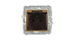 MINI Gniazdo bryzgoszczelne z/u IP44 z przesłonami klapka dymna złote 29MGPB-1zdp