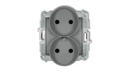 MINI Gniazdo podwójne b/u z przesłonami szary mat 27MGPR-2p