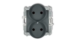 MINI Gniazdo podwójne b/u z przesłonami grafitowy mat 28MGPR-2p