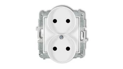 MINI Gniazdo podwójne b/u z przesłonami biały MGPR-2p