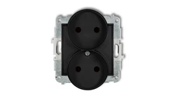 MINI Gniazdo podwójne b/u z przesłonami czarny mat 12MGPR-2p