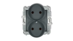 MINI Gniazdo podwójne b/u grafitowy mat 28MGPR-2
