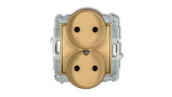 MINI Gniazdo podwójne b/u złote 29MGPR-2