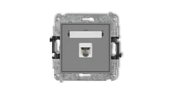 MINI Gniazdo telefoniczne pojedyncze 1xRJ11 4-stykowy beznarzędziowe szary mat 27MGT-1