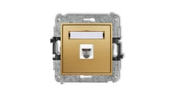 MINI Gniazdo telefoniczne pojedyncze 1xRJ11 4-stykowy beznarzędziowe złote 29MGT-1