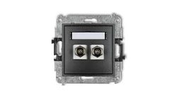 MINI Gniazdo antenowe podwójne typu F (SAT) niklowany grafitowy 11MGF-2