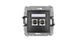 MINI Gniazdo antenowe podwójne typu F (SAT) pozłacany grafitowy 11MGF-2.1