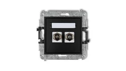 MINI Gniazdo antenowe podwójne typu F (SAT) niklowany czarny mat 12MGF-2