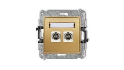 MINI Gniazdo antenowe podwójne typu F (SAT) pozłacany złoty 29MGF-2.1