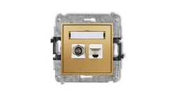 MINI Gniazdo antenowe typu F (SAT) + gniazda komputerowe 1xRJ45 kat. 5e złoty 29MGFK-1