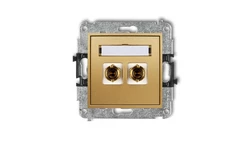 MINI Gniazdo głośnikowe pojedyncze (typu banan - czerwony i czarny pozłacany 4 mm2 skręcany) złoty 29MGG-4