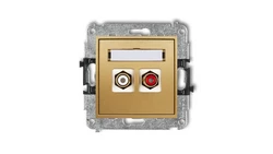 MINI Gniazdo podwójne RCA (typu cinch - biały i czerwony pozłacany) złoty 29MGRCA-2