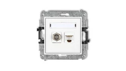 MINI Gniazdo antenowe typu F (SAT) + gniazda komputerowe 1xRJ45 kat. 5e biały MGFK-1