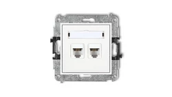 MINI Gniazdo telefoniczne podwójne 2xRJ11 4-stykowy beznarzędziowe biały MGT-2