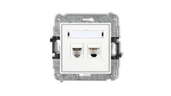 MINI Gniazdo telefoniczne RJ11 + gniazdo komputerowe RJ45 kat. 5e 8-stykowy beznarzędziowy białe MGTK