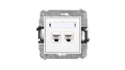 MINI Gniazdo komputerowe podwójne 2xRJ45 kat. 6 ekranowane 8-stykowy biały MGK-6
