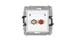 MINI Gniazdo podwójne RCA (typu cinch - biały i czerwony pozłacany) biały MGRCA-2