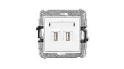 MINI Gniazdo podwójne 2xUSB-AA 2.0 białe MGUSB-2