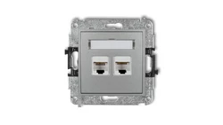MINI Gniazdo komputerowe podwójne 2xRJ45 kat. 6 ekranowane 8-stykowy srebrny metalik 7MGK-6