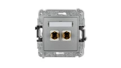 MINI Gniazdo głośnikowe pojedyncze (typu banan - czerwony i czarny pozłacany 4 mm2 do lutowania) srebrny metalik 7MGG-3