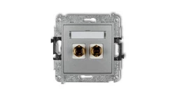 MINI Gniazdo głośnikowe pojedyncze (typu banan - czerwony i czarny pozłacany 4 mm2 skręcany) srebrny metalik 7MGG-4