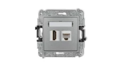 MINI Gniazdo pojedynczego HDMI + gniazdo komputerowe 1xRJ45 kat.5e 8-stykowy srebrny metalik 7MGHK