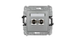 MINI Gniazdo antenowe podwójne typu F (SAT) pozłacany srebrny metalik 7MGF-2.1