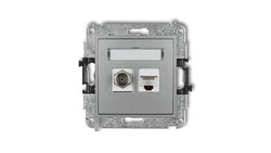 MINI Gniazdo antenowe typu F (SAT) + gniazda komputerowe 1xRJ45 kat. 5e srebrny metalik 7MGFK-1