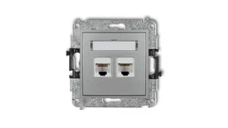 MINI Gniazda komputerowe podwójne 2xRJ45, kat. 5e, 8-stykowy srebrny metalik 7MGK-2