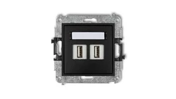 MINI Gniazdo podwójne 2xUSB-AA 3.0 czarny mat 12MGUSB-6
