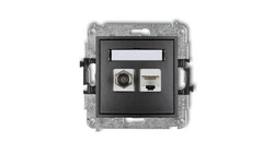 MINI Gniazdo antenowe typu F (SAT) + gniazda komputerowe 1xRJ45 kat. 5e grafitowy 11MGFK-1