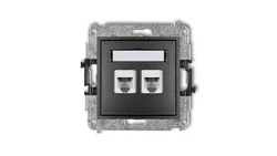 MINI Gniazdo telefoniczne podwójne 2xRJ11 4-stykowy beznarzędziowe grafitowy 11MGT-2