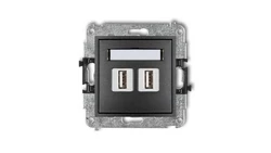MINI Gniazdo podwójne 2xUSB-AA 2.0 grafitowy 11MGUSB-2