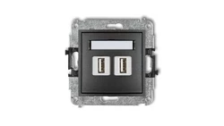 MINI Gniazdo podwójne 2xUSB-AA 3.0 grafitowe 11MGUSB-6