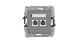 MINI Gniazdo antenowe podwójne typu F (SAT) niklowany szary mat 27MGF-2