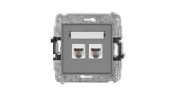 MINI Gniazdo telefoniczne podwójne 2xRJ11 4-stykowy beznarzędziowe szary mat 27MGT-2