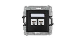 MINI Gniazdo telefoniczne podwójne 2xRJ11 4-stykowy beznarzędziowe czarny mat 12MGT-2