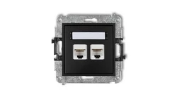 MINI Gniazdo komputerowe podwójne 2xRJ45 kat. 6 ekranowane 8-stykowy czarny mat 12MGK-6