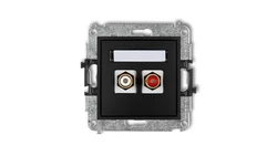 MINI Gniazdo podwójne RCA (typu cinch - biały i czerwony pozłacany) czarny mat 12MGRCA-2