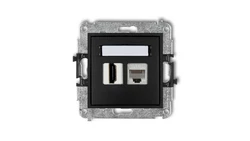 MINI Gniazdo pojedynczego HDMI + gniazdo komputerowe 1xRJ45 kat.5e 8-stykowy czarny mat 12MGHK