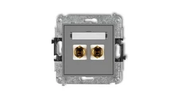 MINI Gniazdo głośnikowe pojedyncze (typu banan - czerwony i czarny pozłacany 4 mm2 skręcany) szary mat 27MGG-4