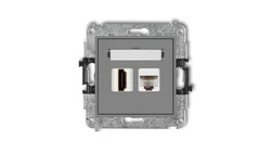 MINI Gniazdo pojedynczego HDMI + gniazdo komputerowe 1xRJ45 kat.5e 8-stykowy szary mat 27MGHK
