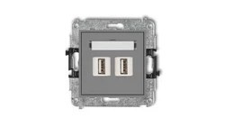 MINI Gniazdo podwójne 2xUSB-AA 2.0 szary mat 27MGUSB-2