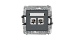 MINI Gniazdo antenowe podwójne typu F (SAT) niklowany grafitowy mat 28MGF-2