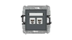 MINI Gniazdo telefoniczne podwójne 2xRJ11 4-stykowy beznarzędziowe grafitowy mat 28MGT-2