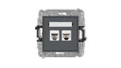 MINI Gniazdo telefoniczne RJ11 + gniazdo komputerowe RJ45 kat. 5e 8-stykowy beznarzędziowy grafitowy mat 28MGTK